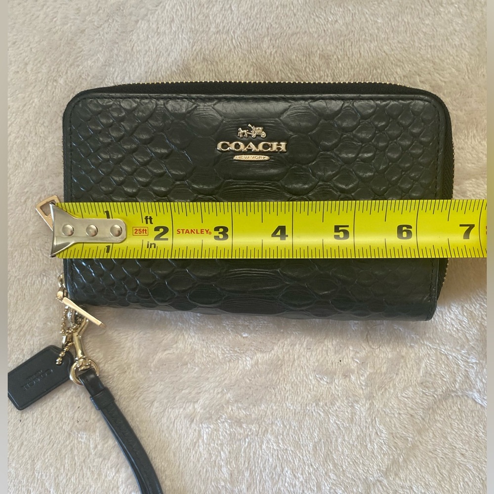 COACH Embossed Leather Double Zip Clutch/Wristlet - Picture 6 of 9